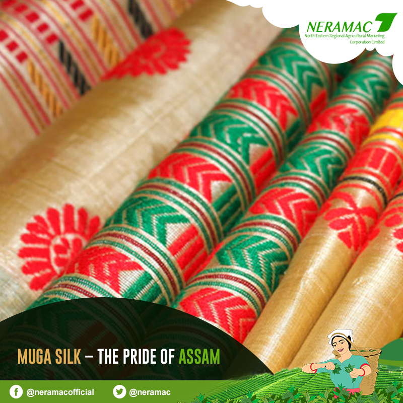 neramac's tweet photo. Known for its durability and natural golden yellow colour, Muga Silk is an integral part of the Assam tradition and culture. #NERAMAC #MugaSilk #Tradition #Culture #Assam #NorthEast #ONE #NeFresh #NorthEastIndia https://t.co/TDkrOtaCsN