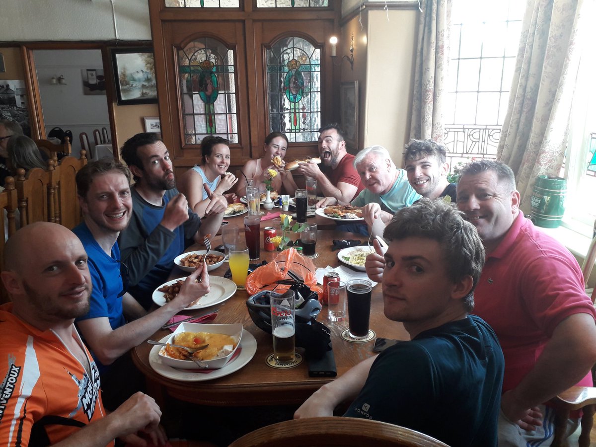 Cycling_Sarah's tweet photo. The @MyGreatPlace's #wayoftheroses bike ride is going well.  Time for lunch. Food is delish. Team are happy. #wheresrick @rickh_gphg https://t.co/AeaxoZMyyS