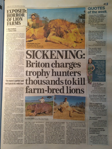 ScotlandRoars's tweet photo. Hunting in the media! Read more here: https://t.co/SrMlRxC9fr
#WeRememberCecil #BanTrophyHunting #SaveLions https://t.co/iliAtCPw7j