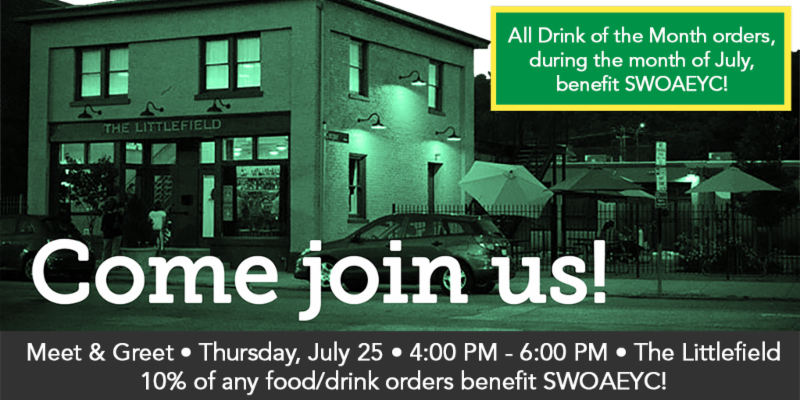 swoaeyc's tweet photo. SWOAEYC will be hosting a Meet &amp; Greet Networking Event at The Littlefield @NSLittlefield from 4-6 PM on 07/25! 10% of all food/drink benefits SWOAEYC! And SWOAEYC is the featured non-profit for July so $1 of each Drink of the Month order benefit SWOAEYC! https://t.co/jR1zkypR8v https://t.co/rMstTwhWJh