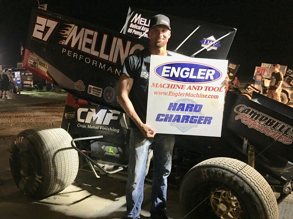 <a href="/Brad_Lamberson/">Brad Lamberson</a> up on the cushion and wins the <a href="/EnglerMachine/">Engler Machine</a> Hard Charger last night <a href="/i96speedway/">I-96 Speedway</a>