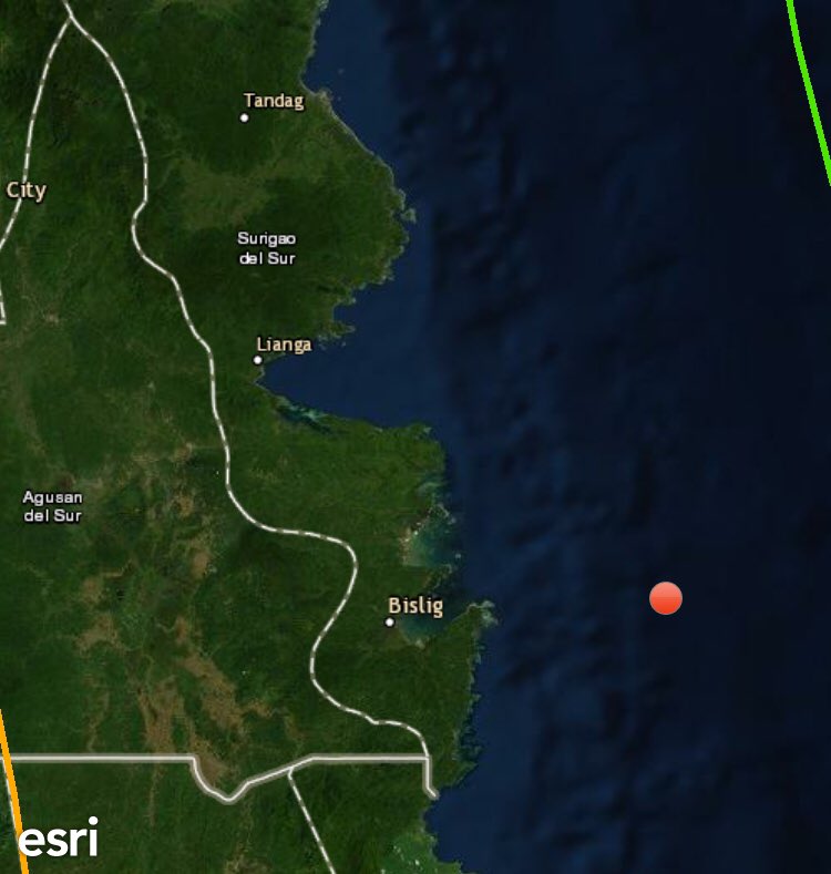 EarthQuakesTime's tweet photo. Mag: 5.0 mb Jun-29-2019 a las 08:08 UTC en COSTA DE SURIGAO DEL SUR, CARAGA, FILIPINAS 🇵🇭 a 52,7 km de profundidad

🕐 16:08 hora filipina.
🔹 PHIVOLCS: 4.8 ms a 15 km de prof.
Ⓜ️ Percepción Mercalli:

#Linging: III
#BisligCity: II 

Info: https://t.co/y2OkGHkXgt https://t.co/cZSsPCkIZ5