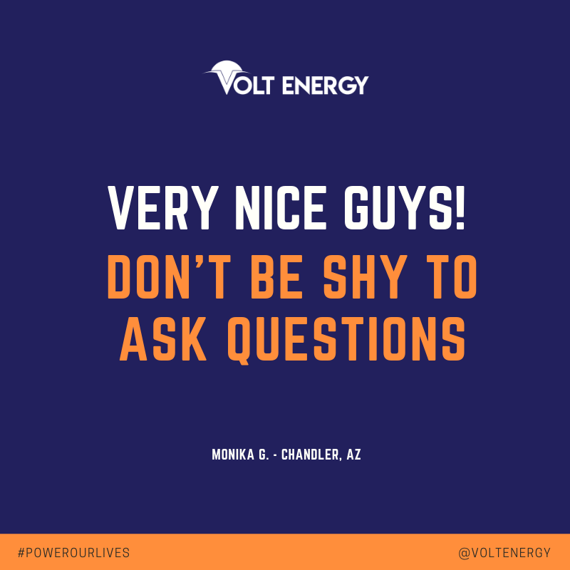 VoltEnergySolar's tweet photo. This might be the best advice we could give you during our appointments.

Ask, ask, ask. 

We strive to educate all of our customers so you feel comfortable with how solar works here in Arizona.

Text or call us for a quote.
480.530.VOLT https://t.co/CbySlq0jO3