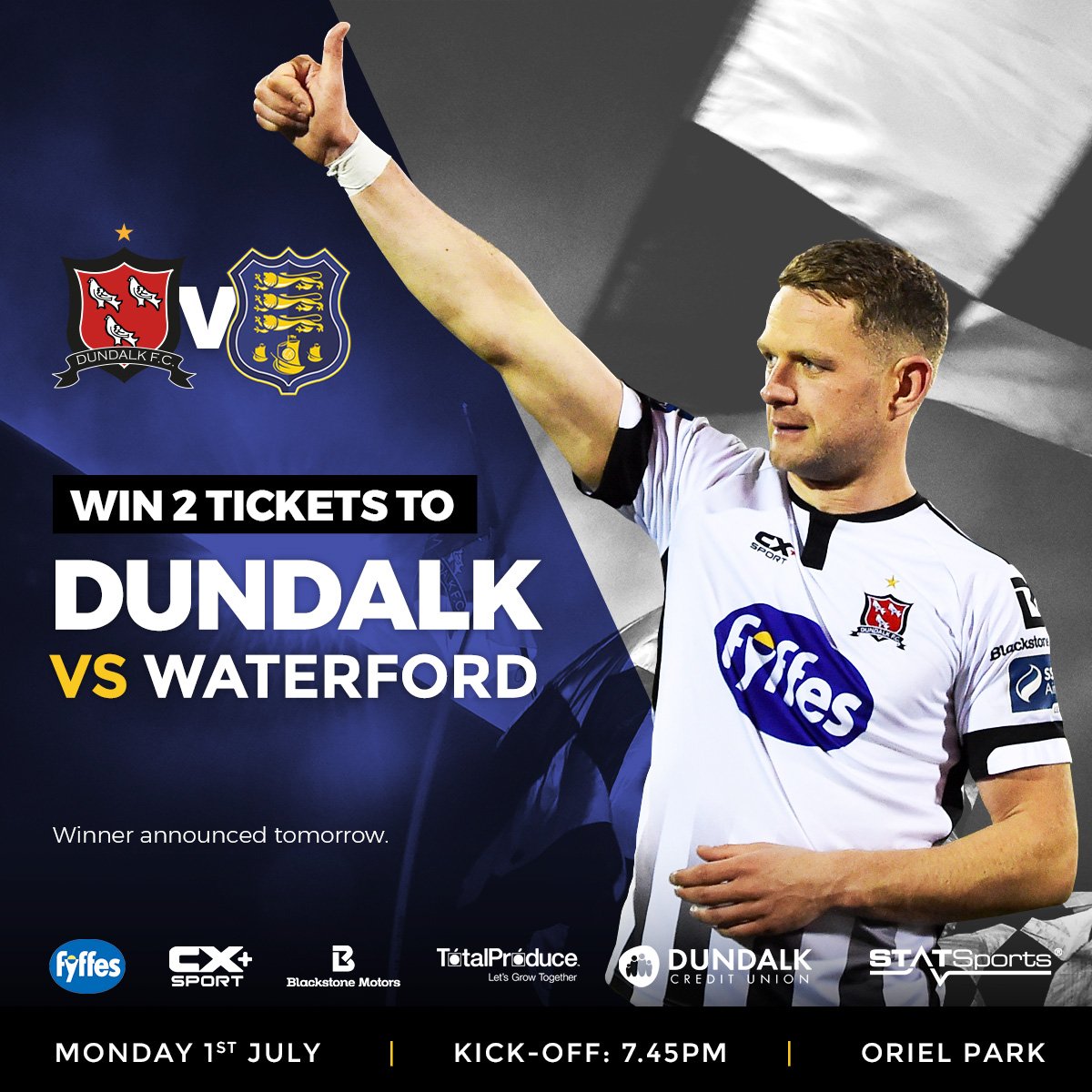 DundalkFC's tweet photo. 🚨WIN🚨

'Follow' @DundalkFC &amp; RT this post for your chance to win a pair of tickets to our @SSEAirtricityLg clash against @WaterfordFCie on Monday night.       

#DUNWAT #CmonTheTown https://t.co/UesH97wraQ