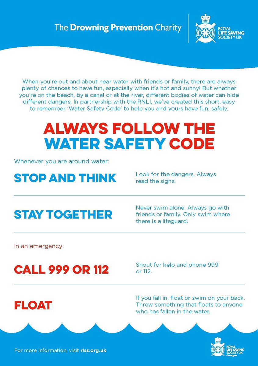 If you’re out and about this weekend enjoying this lovely sunshine please stay safe and always remember to follow the Water Safety Code. #DrowningPrevention #ColdWaterShock