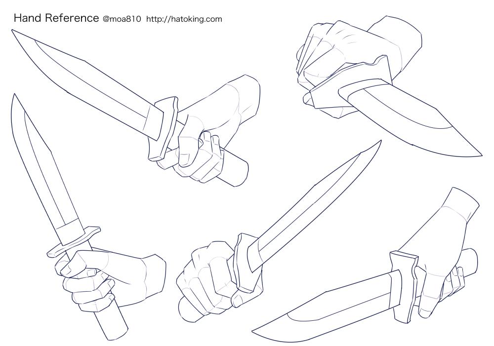 Moa お知らせ トレスokな手のイラスト資料集に 逆手ナイフ Holding A Knife 2 を追加しました 例によってベースモデルはm9 Bayonetですが 汎用性を考慮してかなり簡略化しています 前回に続いて全て右手なので 左手が必要な場合は適宜反転して