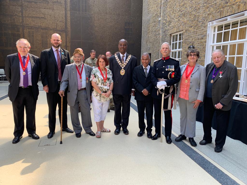 mayorofhackney's tweet photo. Honoured to join @hackneyspeaker, Lt Col Roderick Morriss, the Deputy Lieutenant of Hackney, numerous cllrs, former Speakers &amp; Freeman at Hackney Town Hall for #ArmedForcesDay2019 to honour our serving armed forces, veterans &amp; civilian &amp; military cadets. https://t.co/UFAKEpTT7e