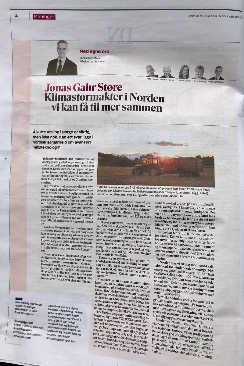 steinar55's tweet image. En meget god artikkel av ⁦@jonasgahrstore⁩ i #DN i dag. Helt enig i at nordisk samarbeid er særs viktig i klimasaken. #NITO med snart 90000 ingeniører og teknologer som medlemmer samarbeider med sine nordiske søsterorganisasjoner gjennom#Association of Nordic Engineers.
