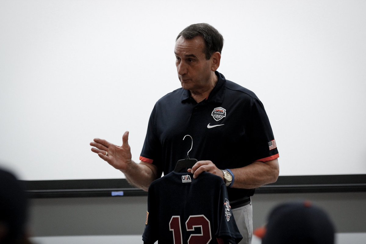 USABaseballCNT's tweet image. Great morning spent at Duke with Coach K. 

Strong messages and stories from Coach K about his @usabasketball teams and representing the United States. #ForGlory🇺🇸
