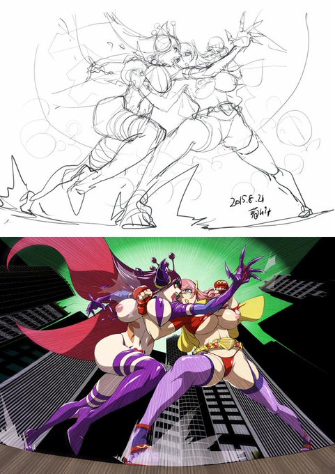 #このタグを見た人はラフ画とその完成絵を見せる 