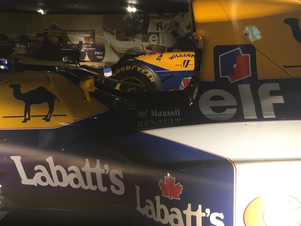 WCoBM's tweet image. One of the more well known winning cars on display ⁦@F1⁩ Conference Centre #Mansell ⁦@RenaultF1Team⁩ #MastersWeekend