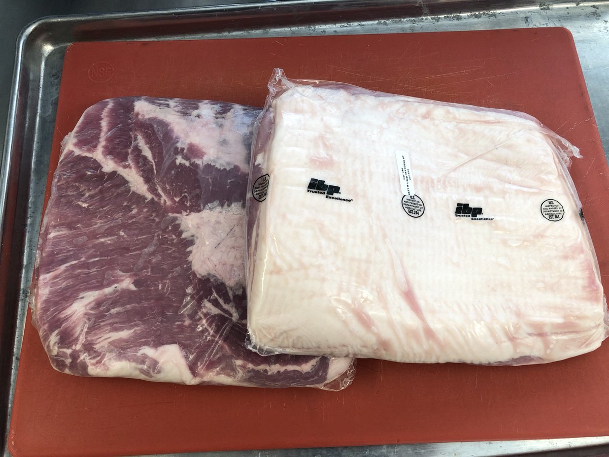 greenstexasbbq's tweet photo. Hello BBQ Saturday! Everyone always asks what is Pork Belly. Here is what the raw product looks like before slicing and seasoning. Available today 11-3 at 414 W Euless Blvd. #TexasBBQ #BBQSaturday #TexasMonthly #FoodTruck #BrisketBiscuit #HoneyChipotleBBQSauce https://t.co/2EImar4DmP
