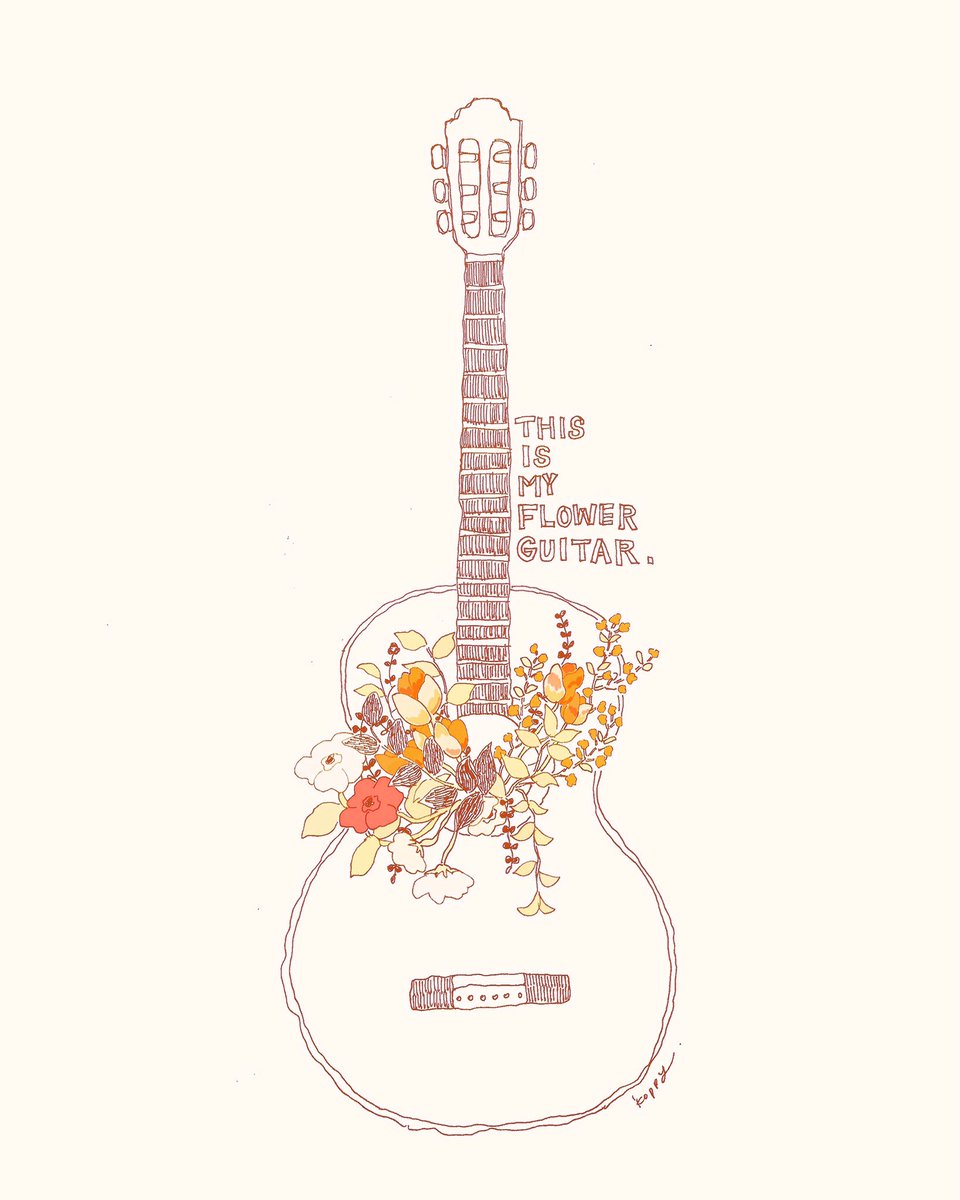 こっぴぃ Koppy 放っておいたら咲いちゃった This Is My Flower Guitar こっぴぃ Illustration Illust イラスト 絵 アナログイラスト アコギ クラシックギター Classicguitar Humor 絵描きさんと繋がりたい 邦ロック好きな人と繋がりたい 私