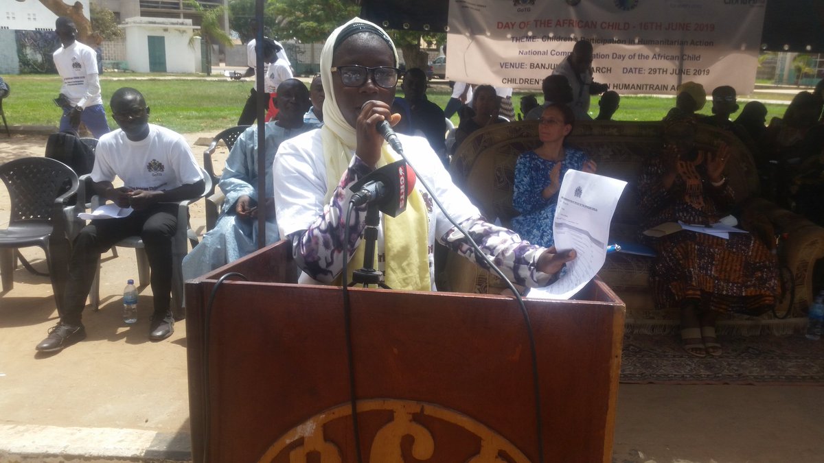 NgbvTheGambia's tweet photo. Honorable Jainaba Sanneh Deputy Speaker For Banjul of @ChildrenGambia give a statement on the Theme: Children’s Participation in Humanitarian Action. @UNICEFGambia @GambiaNYC @YPMGambia @ChildFundGambia
#DAC2019
#ChildRightFirst https://t.co/Jlt74Z7H5g