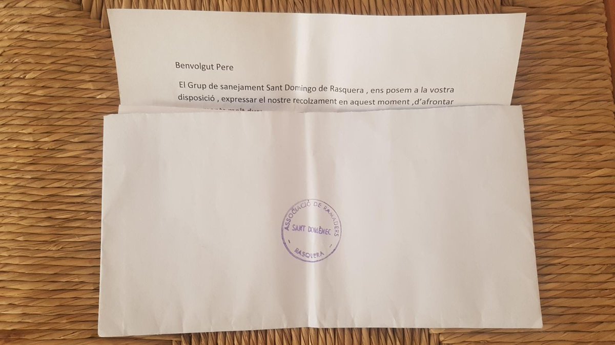 Moltes gràcies a <a href="/ramos_1_0/">JosepRamos-10🎗</a> en representació del Grup de sanejament Domingo de #Rasquera pel recolzament. La gent del camp som diferents, i a les adversitats, fem pinya.