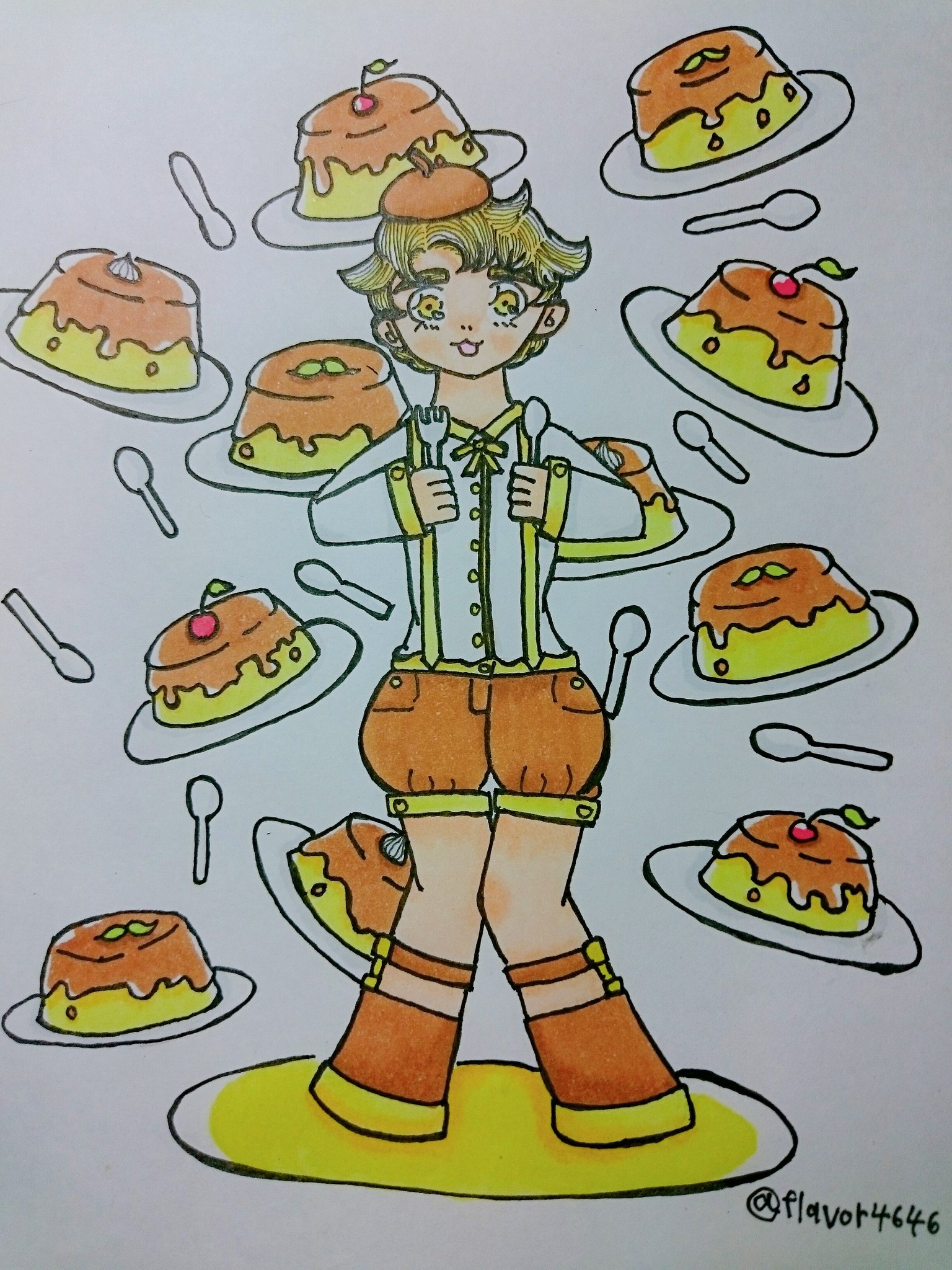 ヴァニラ ポムポムプリン擬人化 イラスト王国 絵を描く人々 絵師の集い 絵描きさんと繋がりたい 絵描きさんとつながりたい イラスト イラスト好きな人と繋がりたい イラスト好きと繋がりたい コピック アナログ絵