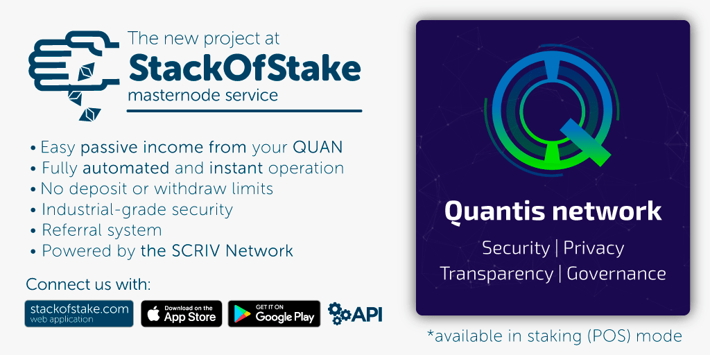 QuantisNetwork's tweet photo. @FeartheCity @Andrius27122010 @thisisbitshares We are happy to announce we are LIVE on @StackOfStake !
#Cryptocurrency #ProofofStake #POS #Masternodes #Altcoins #QUAN #QUANARMY #QUANTISNET #MasternodeX #crypto #btc #stackofstake
https://t.co/SeriktNQnR
@QuantisNetwork https://t.co/RCsnXVwmBa