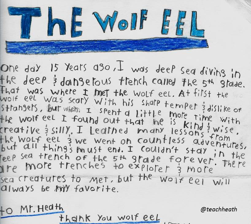 ElemTeach81's tweet photo. This is the MOST unique thank you card from a student I have EVER received. #satchat #pd4uandme #edugladiators #saturdaymorning #saturdaythoughts #leadupchat #euedchat #822chat https://t.co/tvvOgYCA57