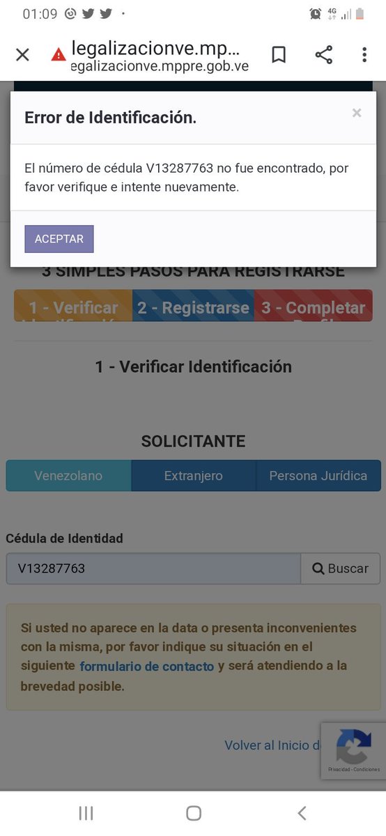 elkaiser323's tweet photo. @LegalizacionVE He escrito en varias oportunidades mi cédula no aparece en la base de datos por favor que solución pueden darme https://t.co/fcyGfhf82v
