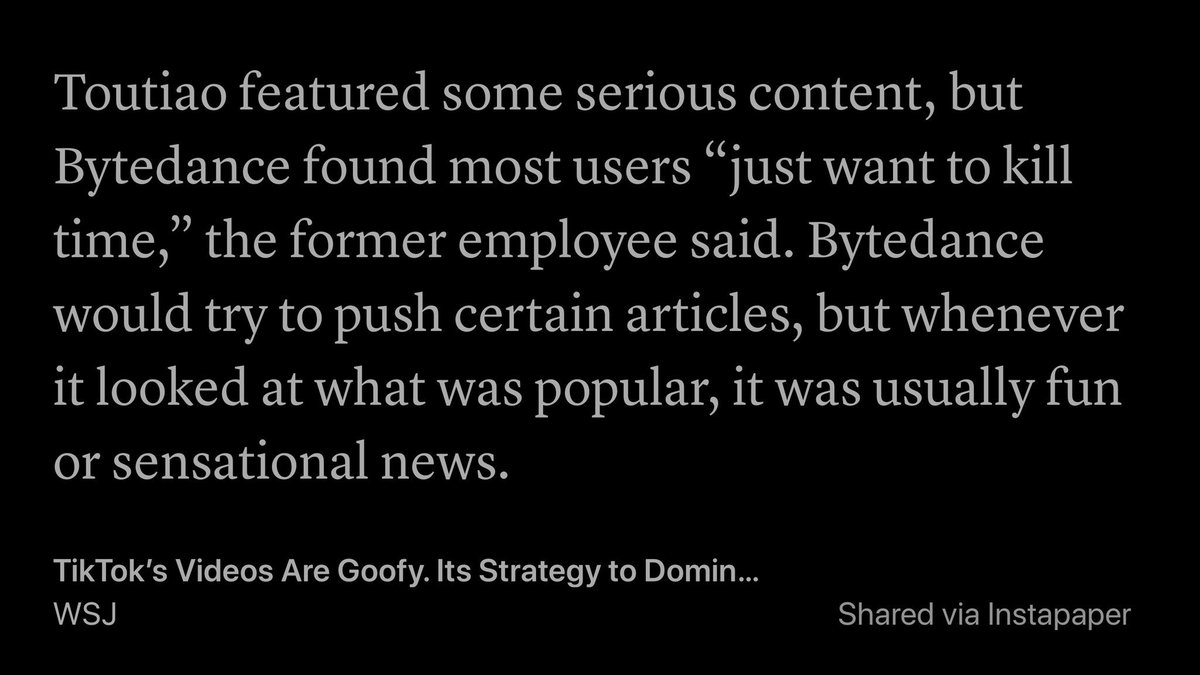 bernchenz's tweet photo. ‘TikTok’s videos are goofy. Its strategy to dominate social media is serious.’ @WSJ #今日头条 #抖音 #ByteDance https://t.co/d2KHyDUIyI https://t.co/68Tfm73ym0