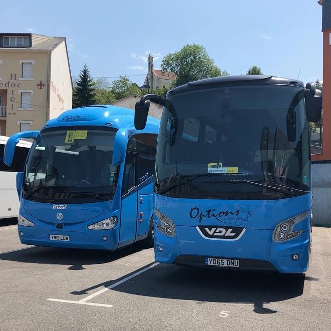 Our coaches have arrived safely in France!! 

Our drivers have taken a large group (4coaches) to Lourdes on their annual trip. Here is 2 of our fabulous 57 seater executive coaches parked up on arrival.

Why not contact our office to discuss your next trip?