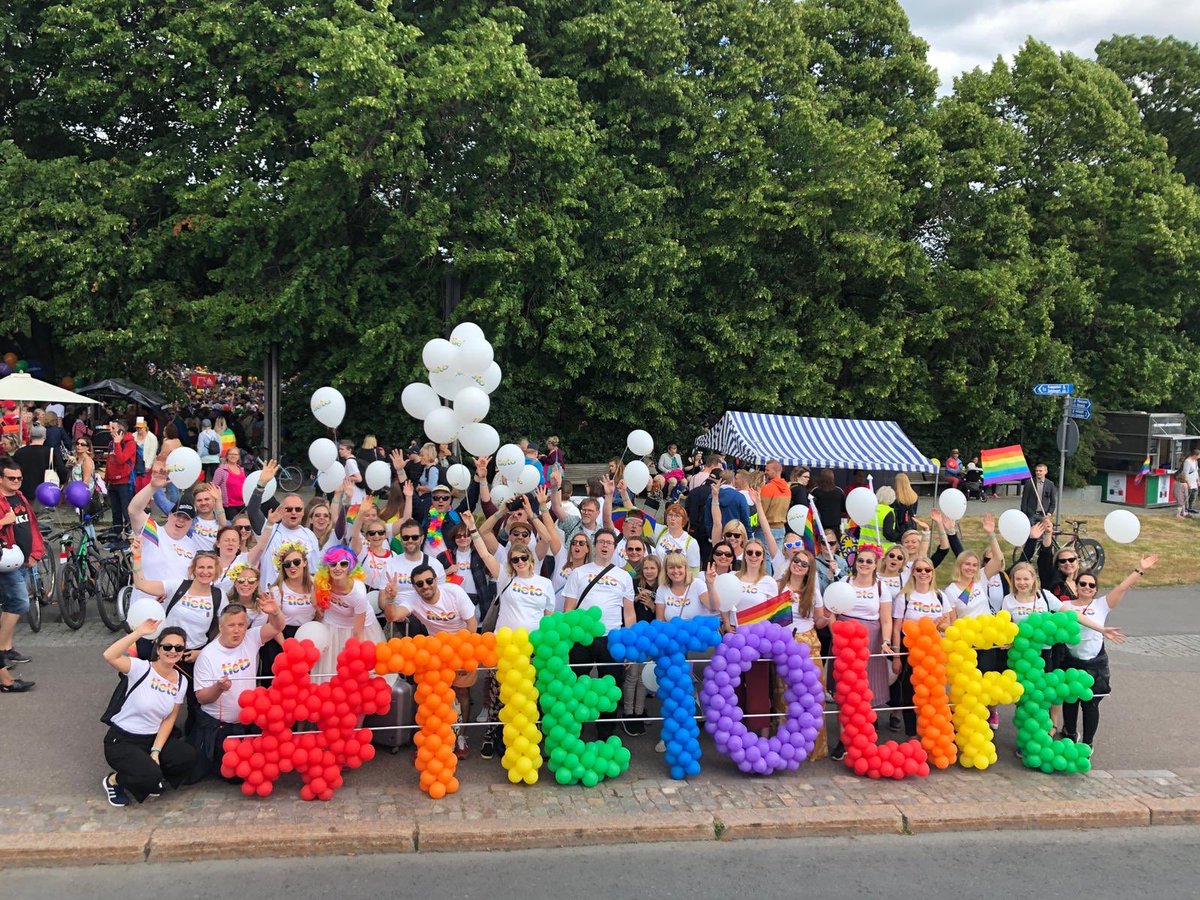 Tietoevry's tweet photo. Thank you #Helsinkipride19 for the amazing day 🌈 We at Tieto promise to keep on working to create an environment, where people don’t need to waste energy and creativity on hiding who they are and were everyone can be true to themselves! #tietolife ##inclusion #diversity https://t.co/7KNcrIt7bO
