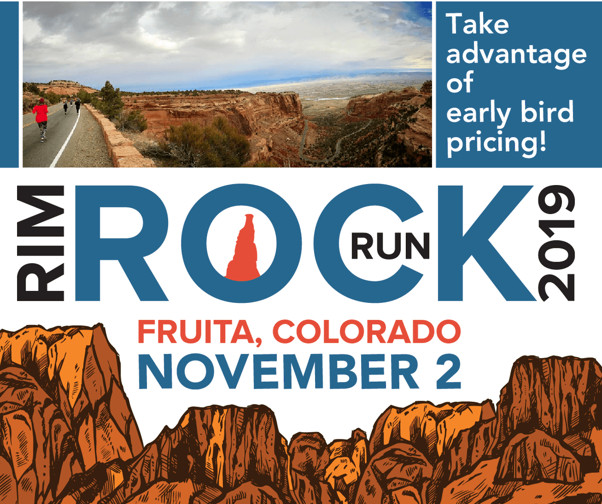 Tomorrow is the LAST DAY for early bird pricing! Register now &amp; save on the 2019 U.S. Bank Rim Rock Run.🏃‍♀️

🏁: Register now @ bit.ly/2Yo4t2d

Want to learn more about the run? Visit rimrockmarathon.com

#rimrockrun #ggjsc #coloradomarathon #visitgj #sharegj