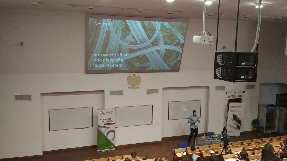 Software is just one piece of a larger system. <a href="/tpindel/">Tomasz Pindel</a> <a href="/QualityExcites/">Quality Excites</a> #qualityexcites #QualityExcites2019