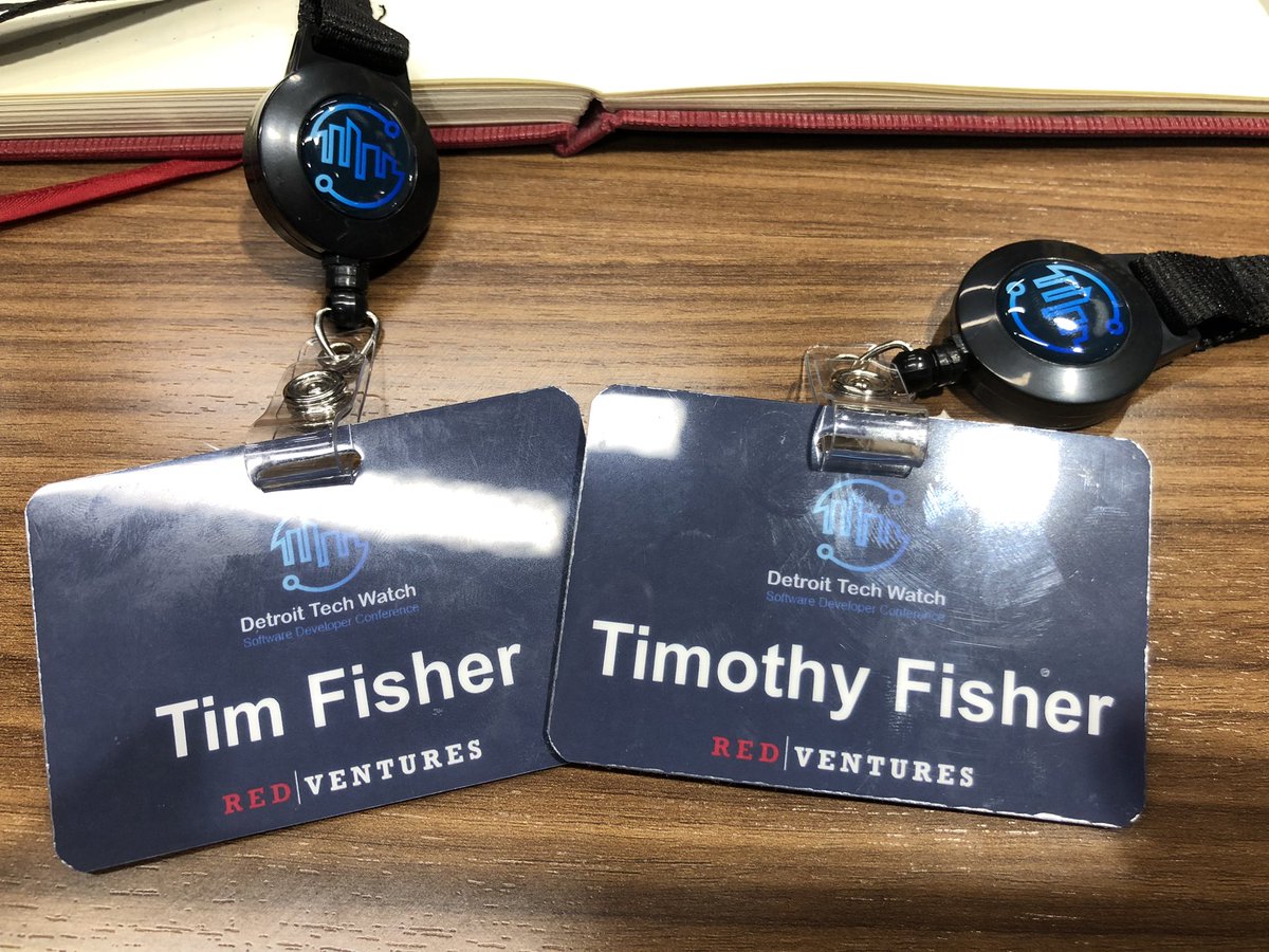 tfisher's tweet photo. First tech conference together with my son @timothyfisher @DetTechWatch  Yes, now there are 2 Tim Fishers in the Detroit tech scene.  #dtw2019 #FatherAndSon #developers #detroit #annarbor https://t.co/JBdNeXeI0d
