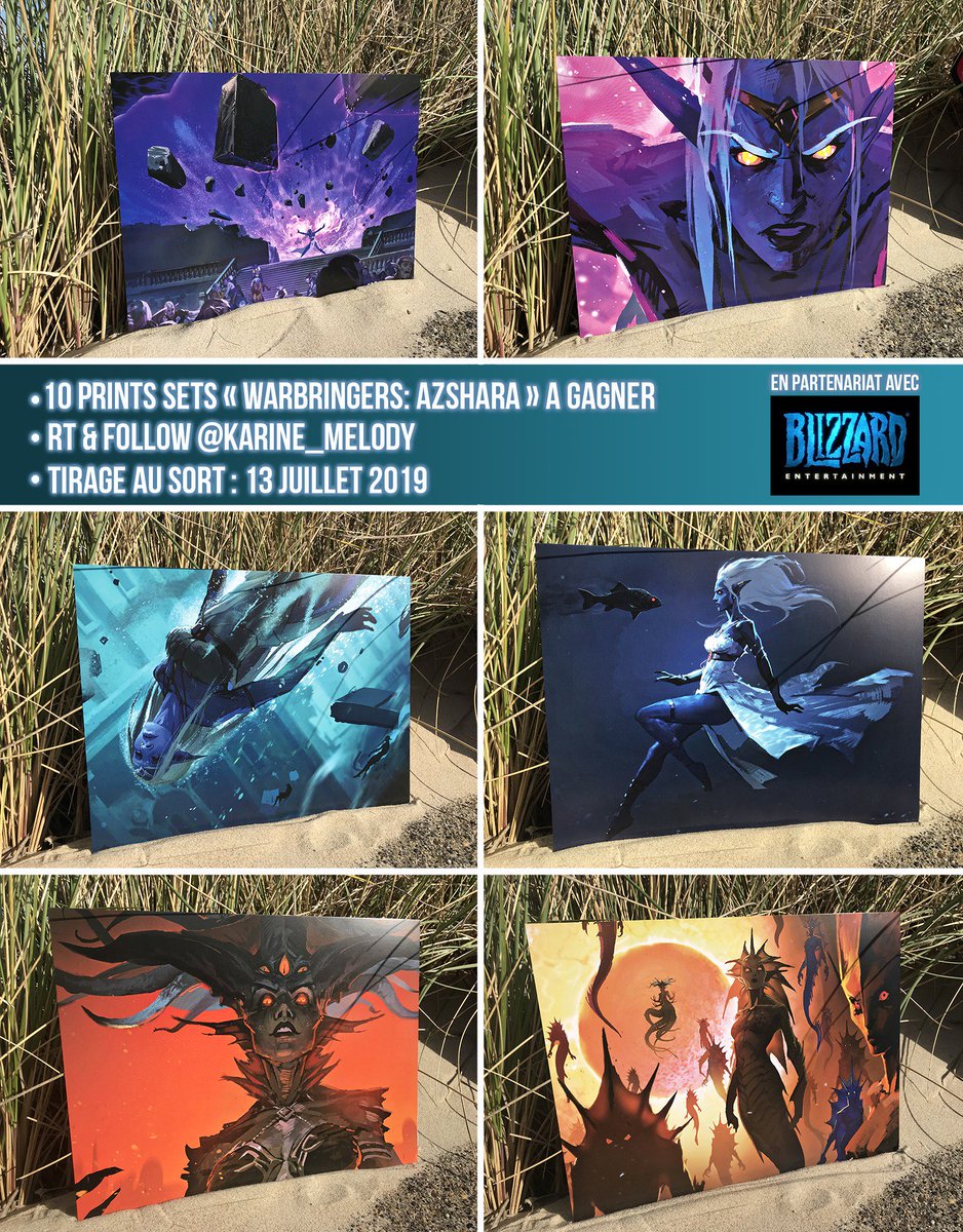 karine_melody's tweet photo. En partenariat avec @Warcraft_FR Blizzard, je vous propose de remporter 10 prints sets « Warbringers: Azshara » (comprenant chacun 6 artworks 22cmx30cm)

Pour participer :
- RT et Like ce tweet
- Follow @karine_melody

🗓️TAS : les 10 gagnants seront désignés le 13/07/2019 https://t.co/4Rt1Vl4z0Q