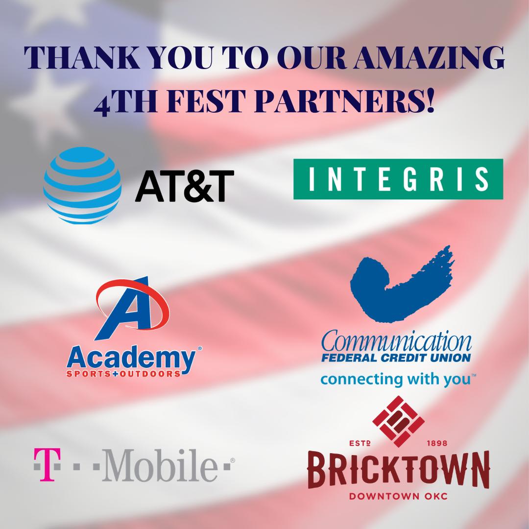 Getting excited to celebrate with our community at OKC 4th Fest! Thank you to our amazing partners for making this happen! 
<a href="/ATT/">AT&T</a> <a href="/integrishealth/">INTEGRIS Health</a> <a href="/Academy/">Academy Sports + Outdoors</a>
<a href="/TMobile/">T-Mobile</a> <a href="/_Bricktown/">Bricktown</a> <a href="/ComFedCU/">ComFedCU</a>