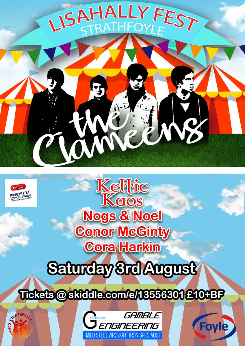 Don't forget to grab your tickets for the return of the <a href="/theclameens/">The Clameens</a> at The Lisahally festival on the 3rd August. Tickets can be found at lisahallyfestival.com #Derry #Lononderry #whatson #derrylive #whatsonderry <a href="/DerryLiveList/">Derry Live List</a> @WhatsonDS