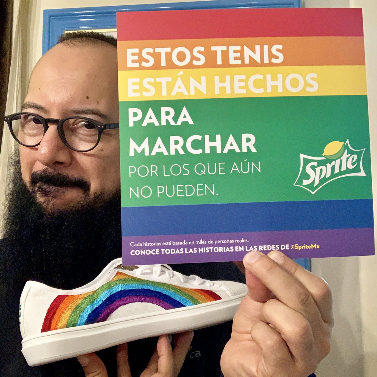 AlvaroCueva's tweet photo. Muchas gracias a mis queridos amigos de @SpriteMx por este regalazo para celebrar mi #orgullo ¡Los amo! Nos vemos en la #marcha #SpritePride ##TenisParaMarchar https://t.co/m1pzN2GIku