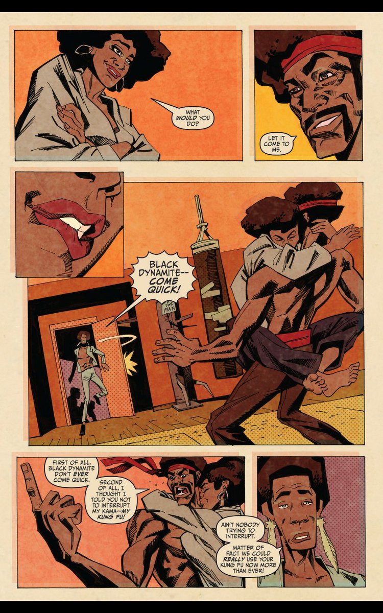 MichaelJaiWhite's tweet image. I thought I told you not to interrupt my kung fu! 
From the Black Dynamite Comic by Brian Ash, Ron Wimberly, and Jun Lofamia! 
#blackdynamite #martialarts #action #comedy #kungfu #martialartist #comic #comicstrip