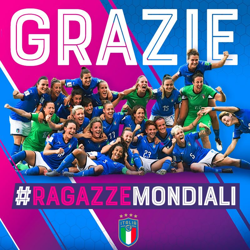 Grazie ragazze, ci avete regalato gioie ed emozioni trasformando un sogno in realtà. Avete dato luce e orgoglio al #calciofemminile, questa è  la vostra vittoria più importante. L'Italia è fiera di voi!

#FIFAWWC #ragazzemondiali