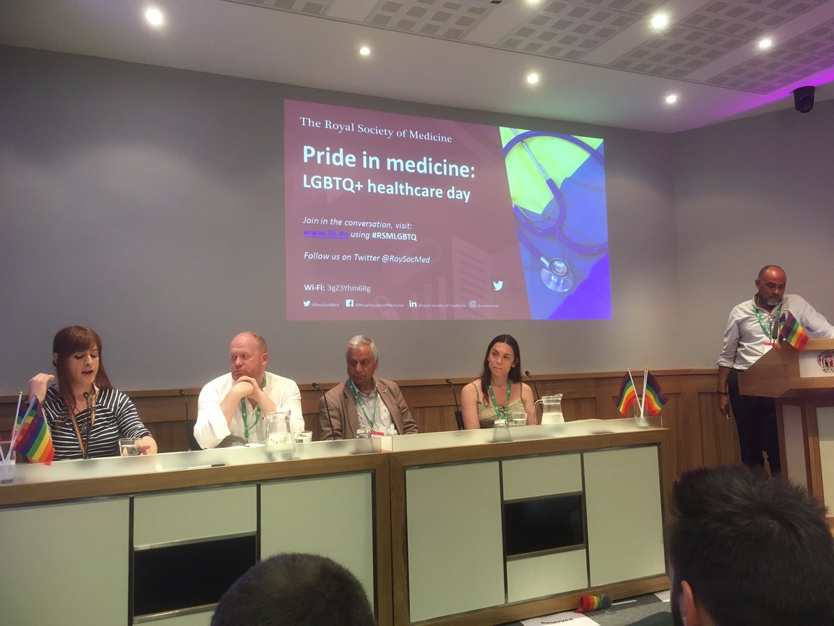 “How can we do better?” The panel discusses such a very important question in LGBT+ healthcare. Research, data, policy, leadership and supporting positive values are discussed. <a href="/RoySocMed/">The Royal Society of Medicine</a> @drcmorrison <a href="/drmbrady/">Michael Brady</a> @AimeeEvelyn202 <a href="/dineshbhugra/">dinesh bhugra</a> <a href="/tarastone74/">Tara Accalia Stone (Mx)</a> #RSMLGBTQ