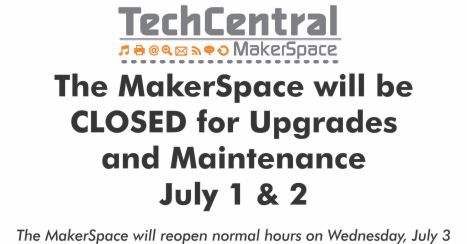 techcentral_cpl's tweet image. Pardon the mess while we perform maintenance on the MakerSpace July 1 &amp;amp; 2. We&apos;ll be back to making July 3. Questions??? Feel free to reach out to TechCentral. #Makerspace