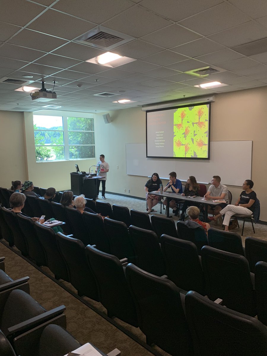 UpWriMo's tweet photo. Our writersInc panel discussion is now underway @usc_upstate! We’re all excited to learn more about the process of editing a literary journal! #UpWriMo https://t.co/aFXNMyPBfC