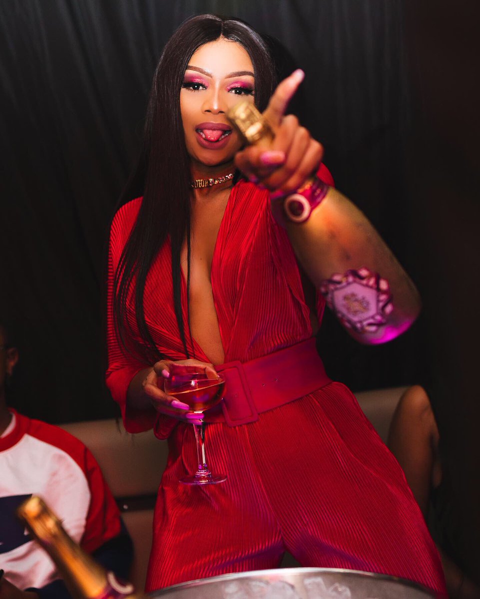 Bonang's tweet image. High on my own supply. 🥂🍾💕