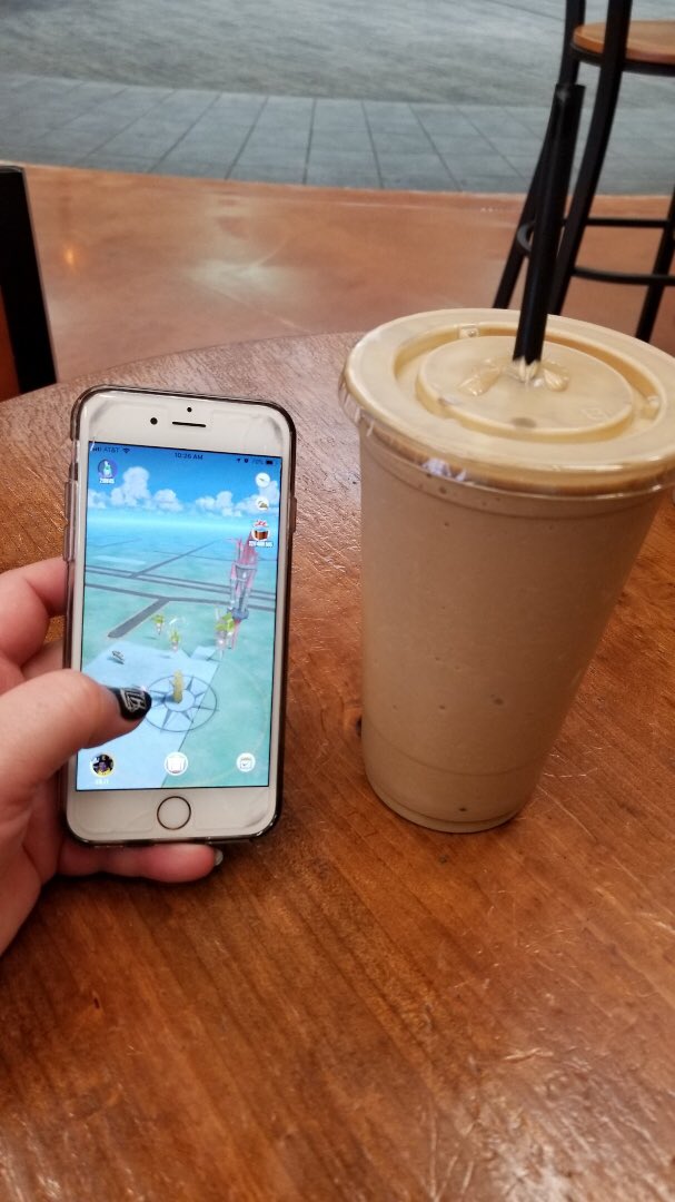 Do_You_Nerd's tweet photo. Just sitting here at our local library enjoying a frozen coffee beverage and playing Harry Potter Wizards Unite! What are you doing? #harrypotter #harrypotterwizardsunite #wizardsunite #doyounerd #library #librarycenter https://t.co/UrYD4pUlXp