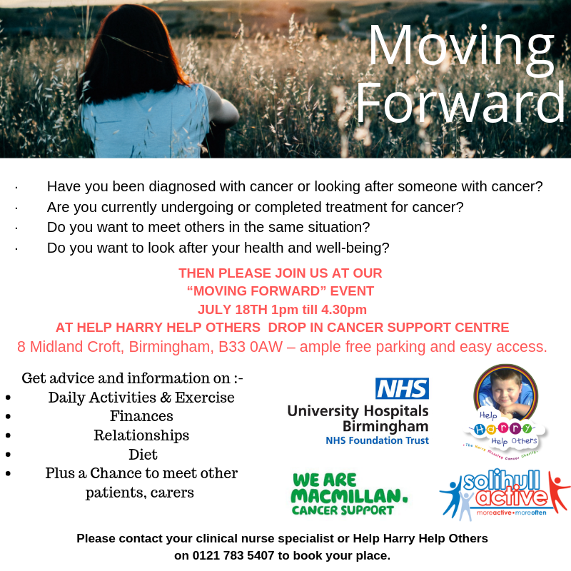 harry_moseley's tweet photo. HHHO are proud to be working with NHS England to help organise their #MovingForwardWellbeing event for all those affected by Cancer. Please #SaveTheDate and come join us at #HHHo #DropInCancerSupportCentre https://t.co/Wc0Xews1hK