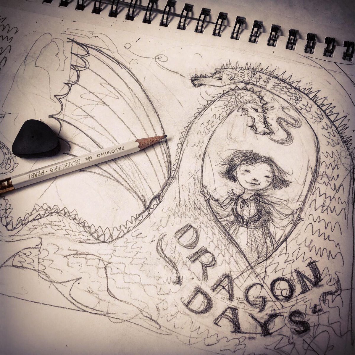 faithpray7's tweet photo. Almost done with #daysofdragons & the dragons are still weaving around everything, hoping to land in a story. Happy weekend to you and all your muses! #kidlitart #rootlitillustrators https://t.co/FpfyR9mdnM