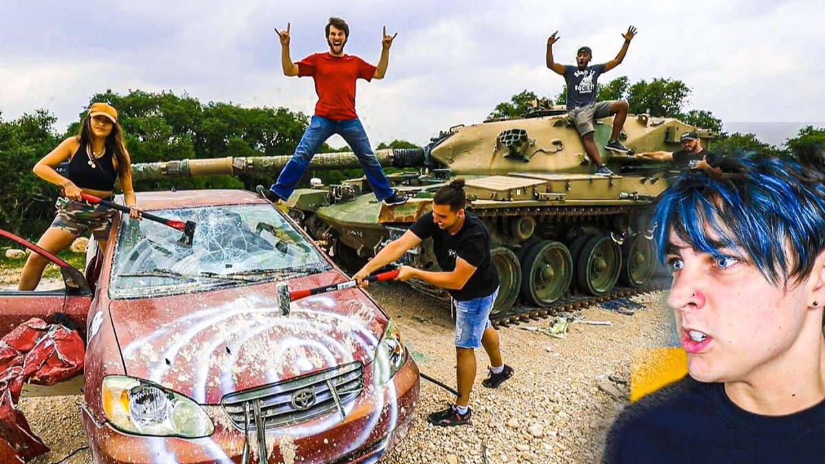 EltonCastee's tweet photo. RT &amp; I’ll send you a cookie with Colby’s face on it 😍

DESTROYING BEST FRIEND'S CAR WITH A TANK! 😈

WATCH IT NOW!! 👇🏼👇🏼
https://t.co/7rGHNY71zf https://t.co/2kgMJgx4xs