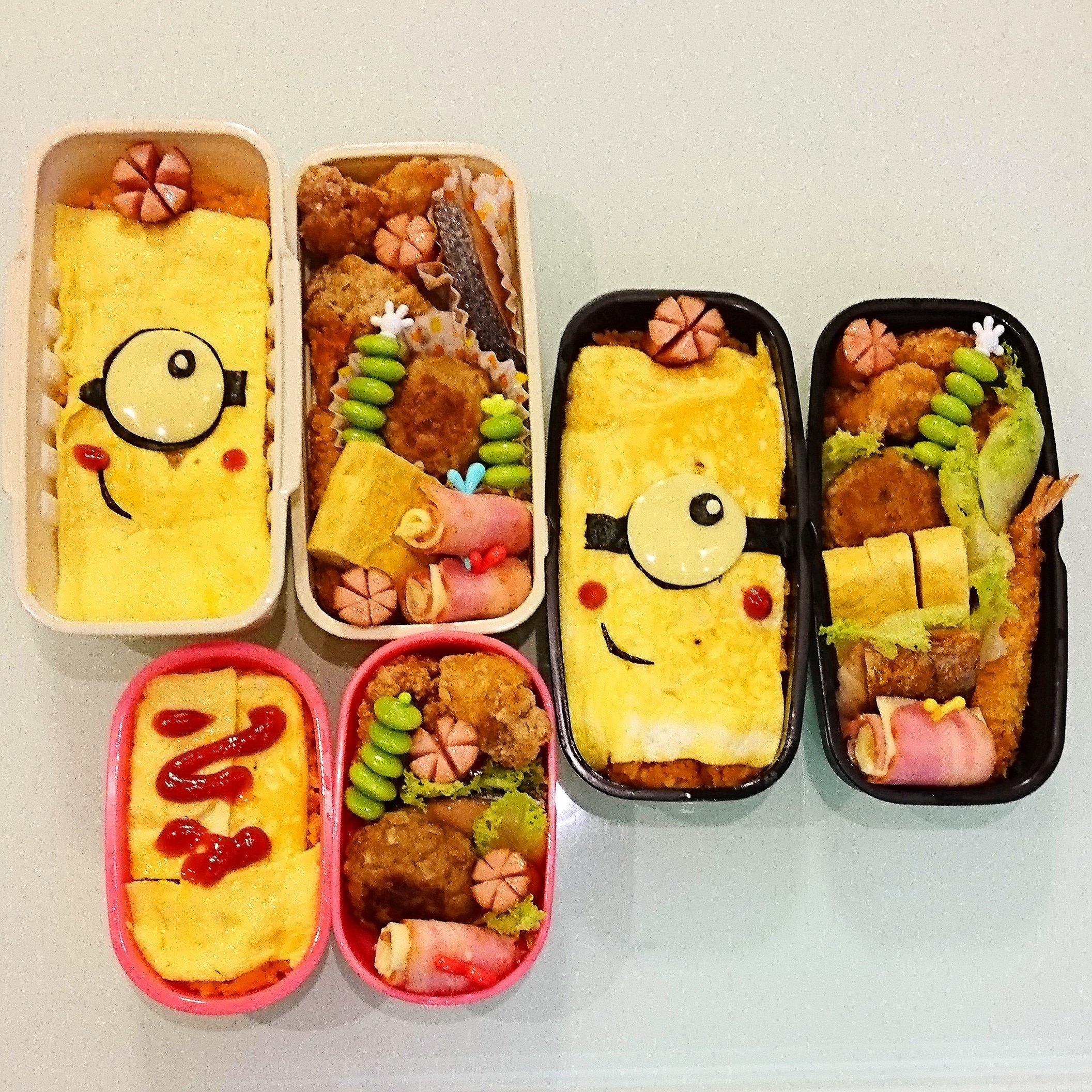Yasumi ミニオンオムライス弁当 1日今日は 霧雨降ってた 明日は 晴れるといいな 子供達の総体も終わりました みんな頑張った お疲れ様 お弁当 お弁当記録 お弁当作り楽しもう部 お腹ペコリン部 高校生弁当 ミニオンズ