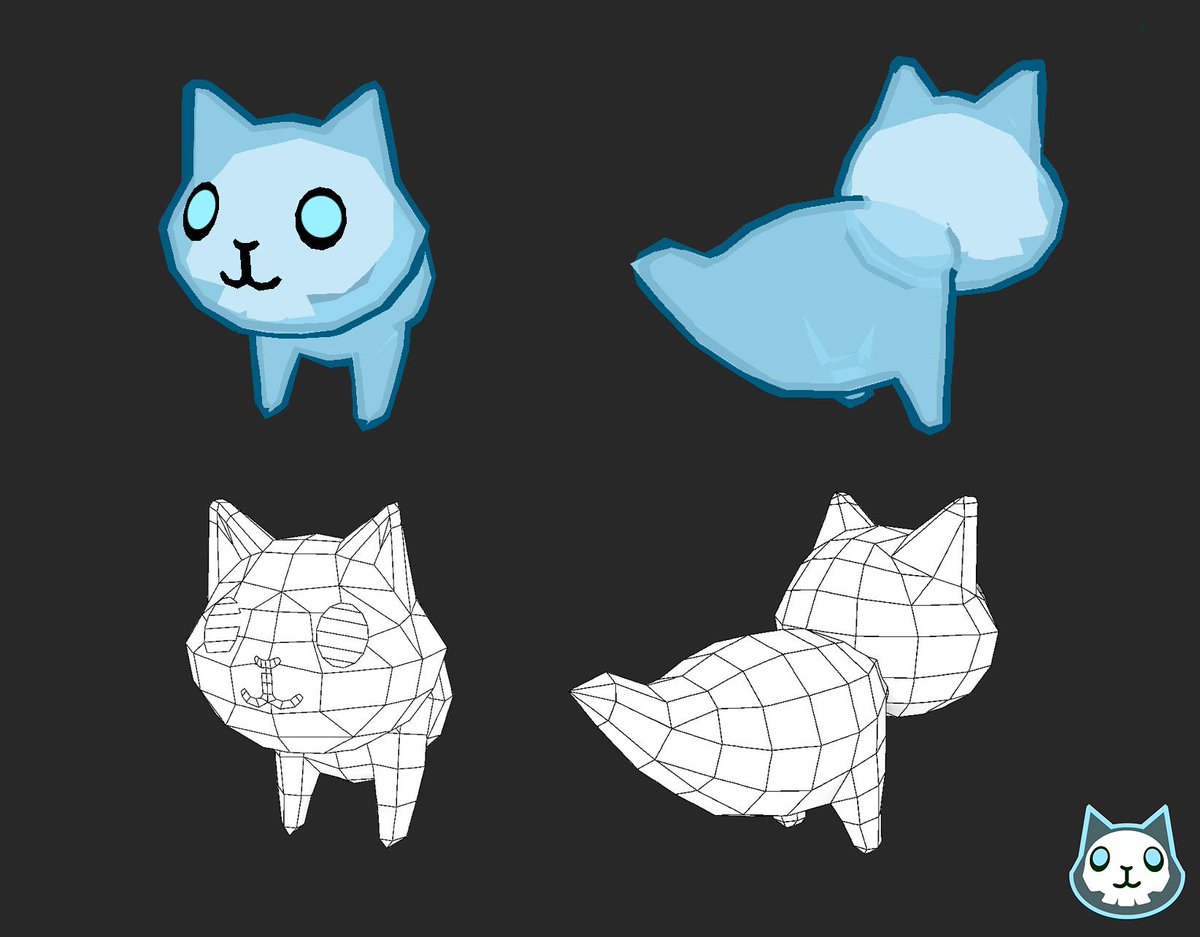 WagTailsGame's tweet photo. #screenshotsaturday #gamedev #indiedev #retro #lowpoly #cute #Wireframe #characterdesign #cat #ghost Looking forward seeing this little guy move in our game~! 😊 https://t.co/dsuOp8OW5r