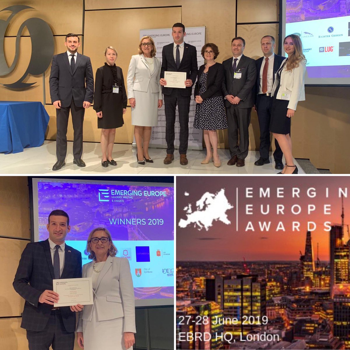 tberuch's tweet photo. Congratulations to 2 companies #MilTEX &amp; #QuickCash from Georgia🇬🇪 for gained acknowledgement at 2nd  @EmergingEurope Leaders Meeting &amp; Awards 2019 held yesterday at @ebrd in to important categories respectfully: FDI of the year &amp; Innovation initiative of the year!  #EEAwards https://t.co/VQh1RBaMTp