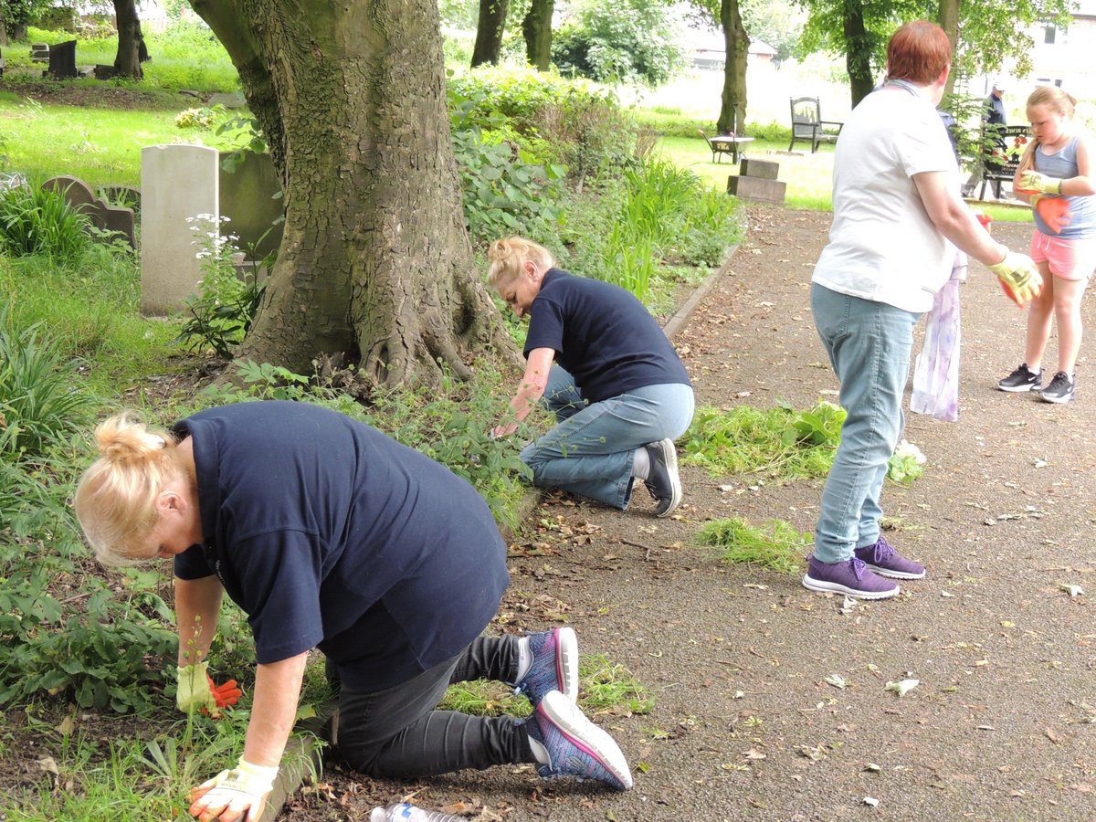 FriendsofFOPCC's tweet image. Only mad dogs, Englishmen and FOPCC went out in the sun today to do our bit for our community.  Weeding, strimming, tidying and putting a top coat of cement underneath the new benches.  We were Hot, hot, hot.