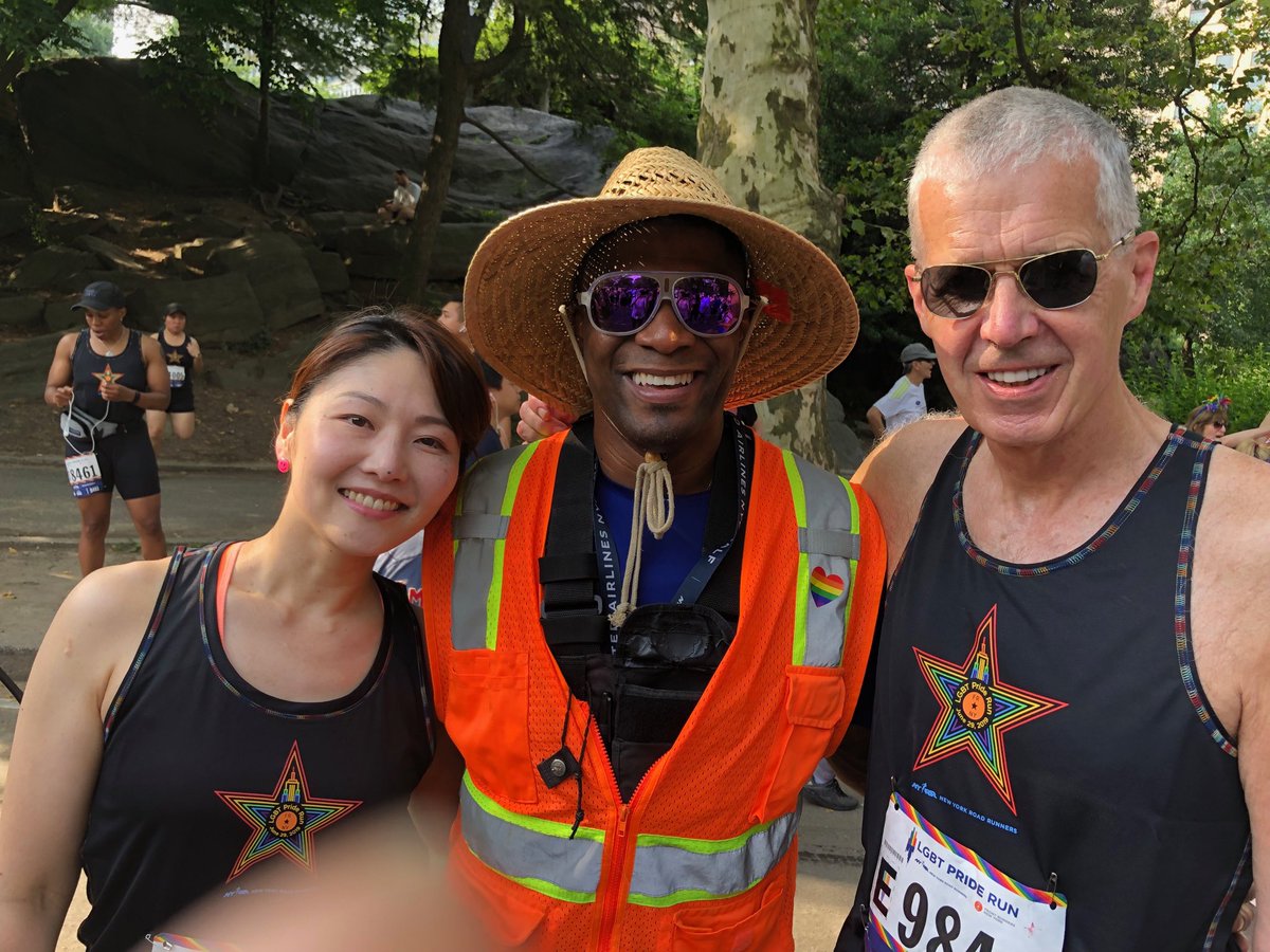 #NYRR LGBT Pride Run in Central Park today was superb. With Race Director Jim Heim, Tokyo’s Ulala Sekido, Ted Metellus from@NYRR and Nancy. An Abbott World  Marathon Majors Day in the Park