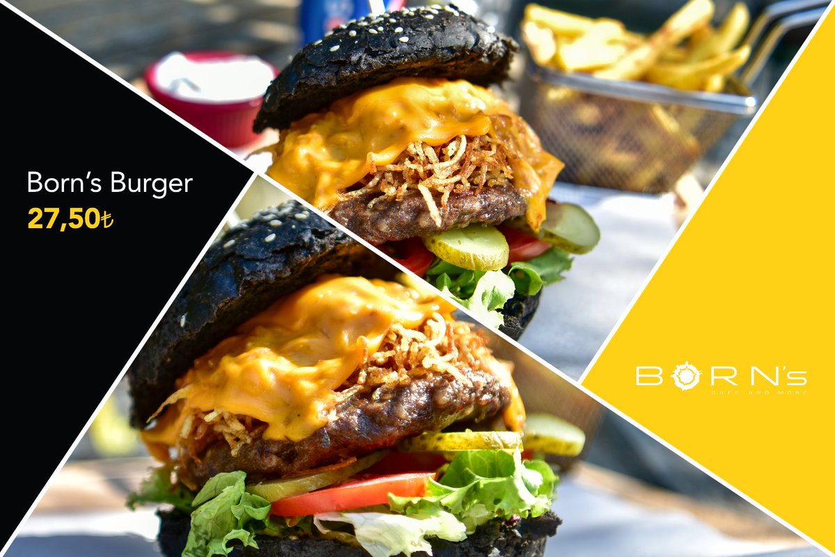 bornscafe's tweet photo. Taptaze hamburger köftesi ile çıtır çıtır saman patates bir araya geldi; enfes "Born's Burger"i oluşturdu.
#hamburger #blackburger #siyahburger #siyahhamburger #izmir #bornova #bugünneyesem #bugunnereyegitsem https://t.co/qapkV0vNug