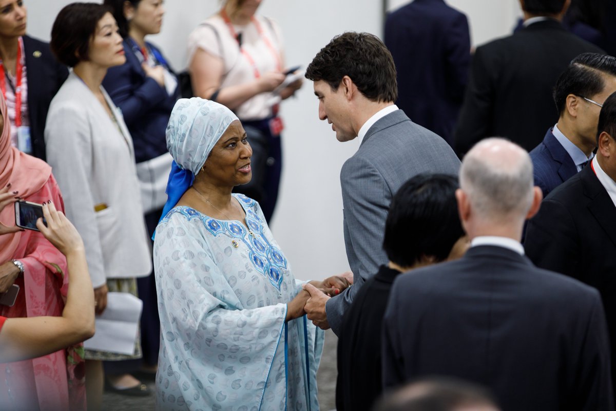 JustinTrudeau's tweet photo. When we empower women and make sure they have the resources they need to succeed, we all benefit. At the #G20 in Osaka, we helped launch EMPOWER, a joint initiative to increase the representation and opportunities for women in the business world. https://t.co/hpOlg1Oq53